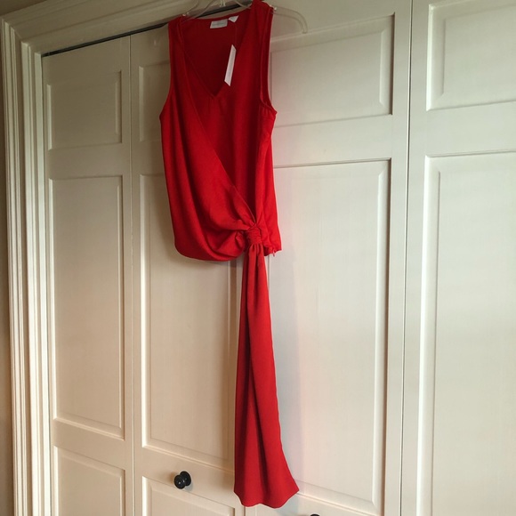 New York & Co Red Blouse with black lined - Picture 4 of 9